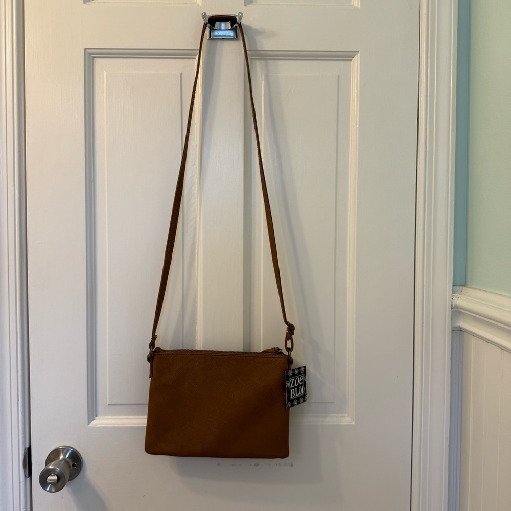Tan Leather Crossbody Bag with Structured Design - Picture 6 of 14